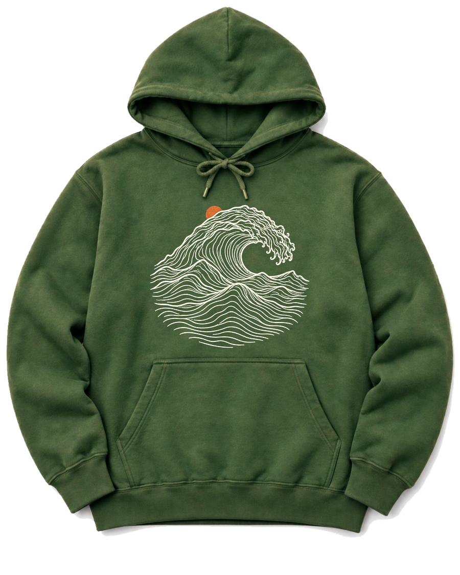Ocean Wave Hoodie - Military Green
