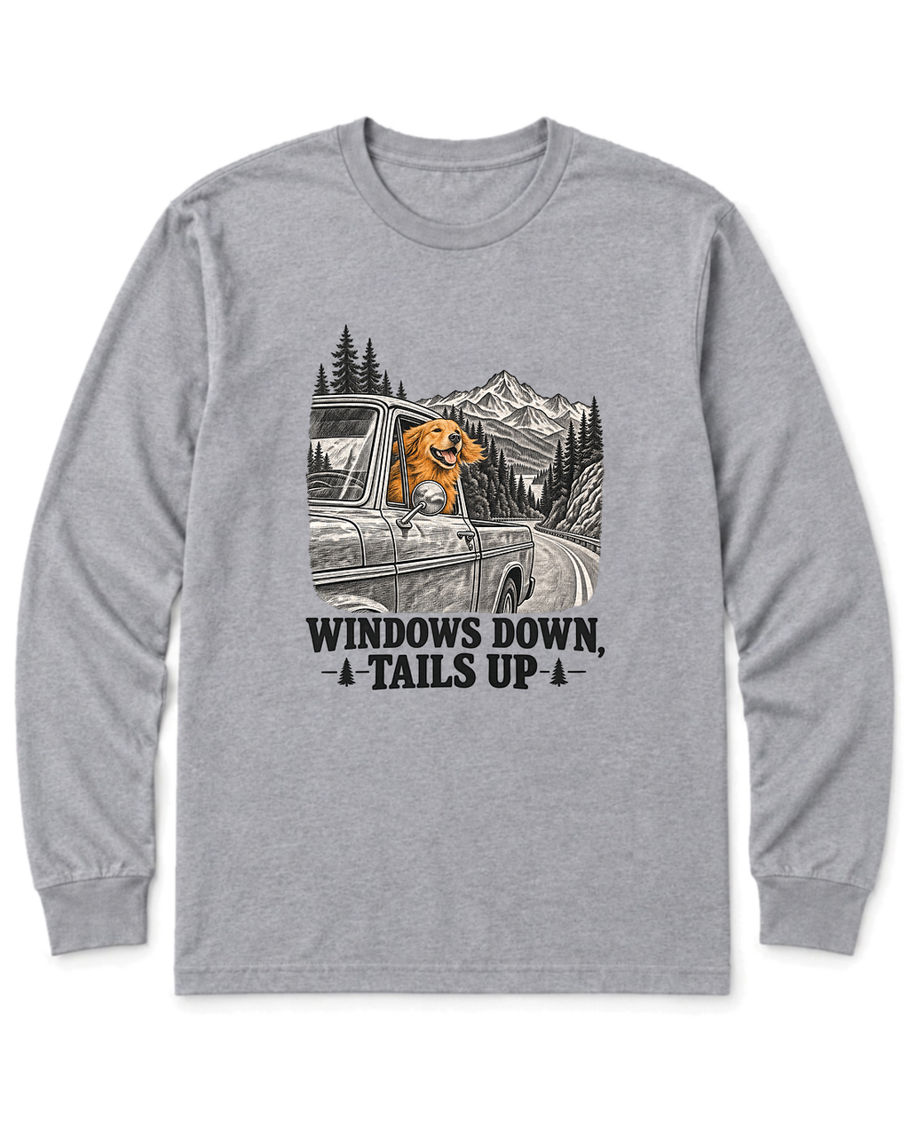 Windows Down, Tails Up Long Sleeve Shirt - Sport Grey