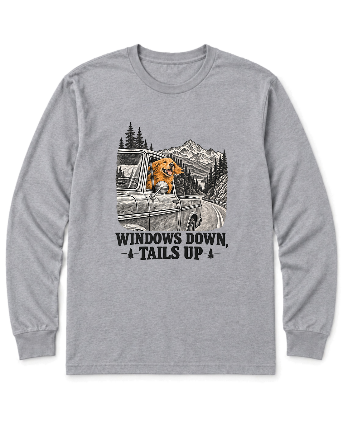 Windows Down, Tails Up Long Sleeve Shirt - Sport Grey