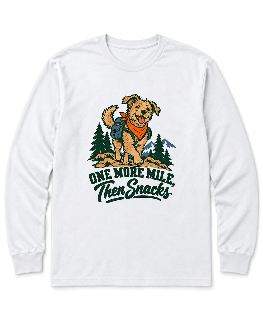 One More Mile, Then Snacks Long Sleeve Shirt - White