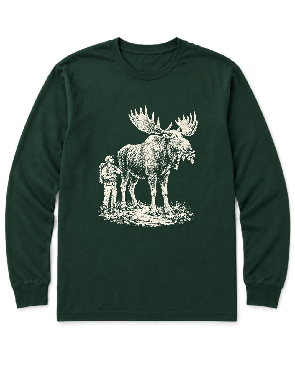 Moose Right of Way Long Sleeve Shirt - Forest Green