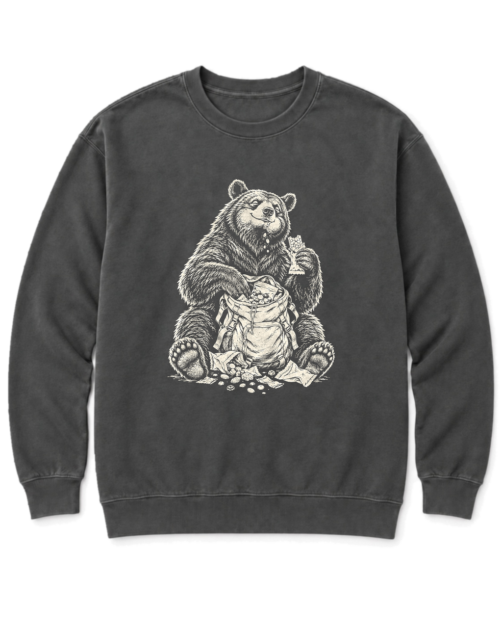 Snack Thief Bear Sweatshirt - Pepper