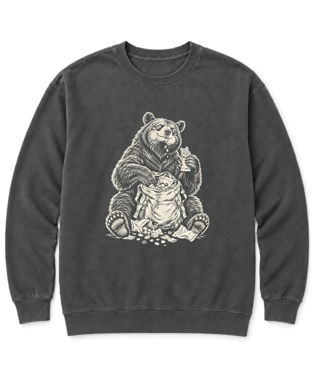 Snack Thief Bear Sweatshirt - Pepper
