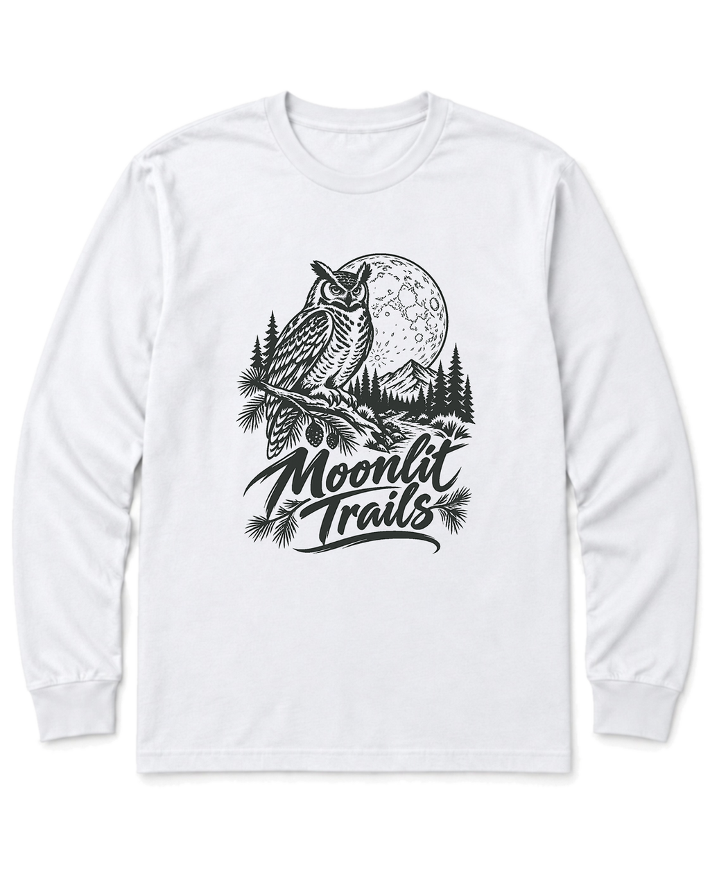 Moonlit Trails Long Sleeve Shirt - White