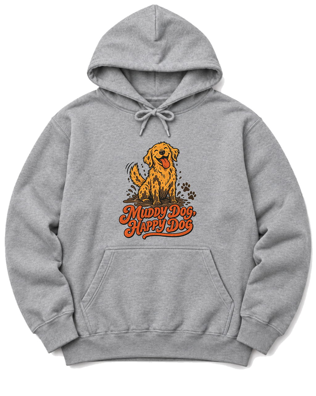 Muddy Dog, Happy Dog Hoodie - Sport Grey