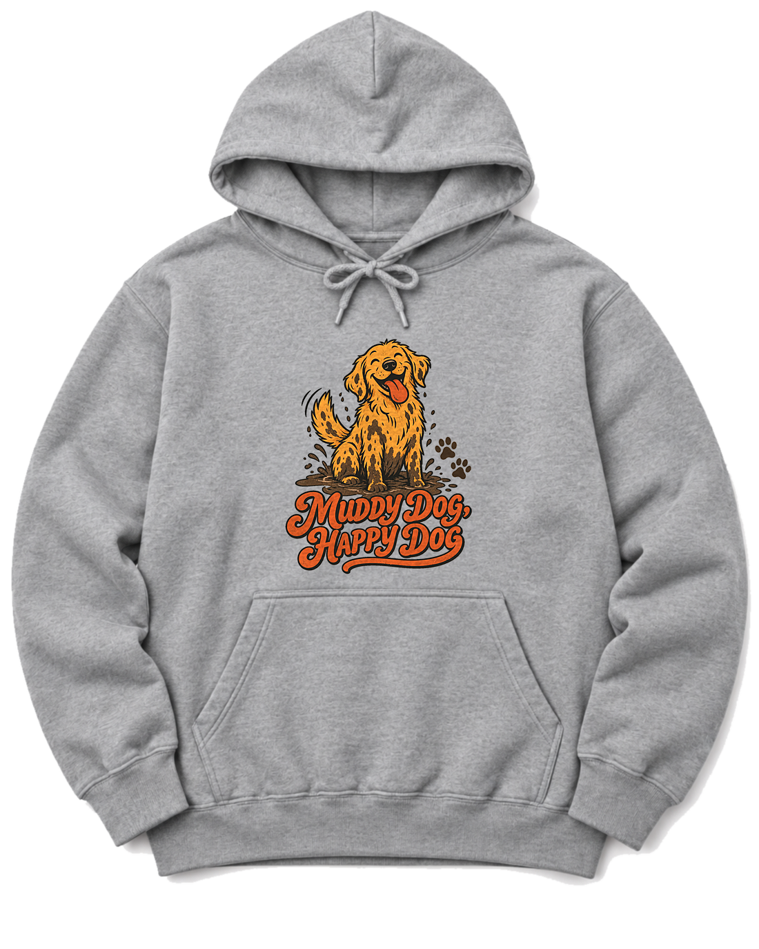 Muddy Dog, Happy Dog Hoodie - Sport Grey