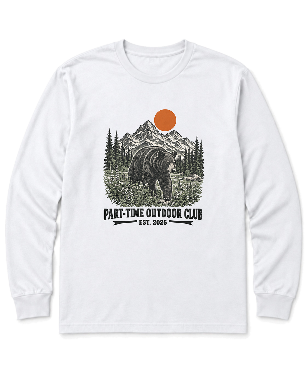 Outdoor Club Bear Long Sleeve Shirt - White