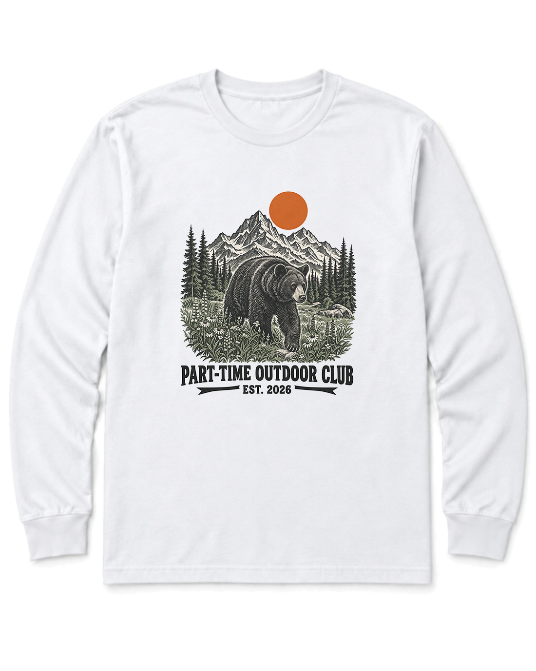 Outdoor Club Bear Long Sleeve Shirt - White