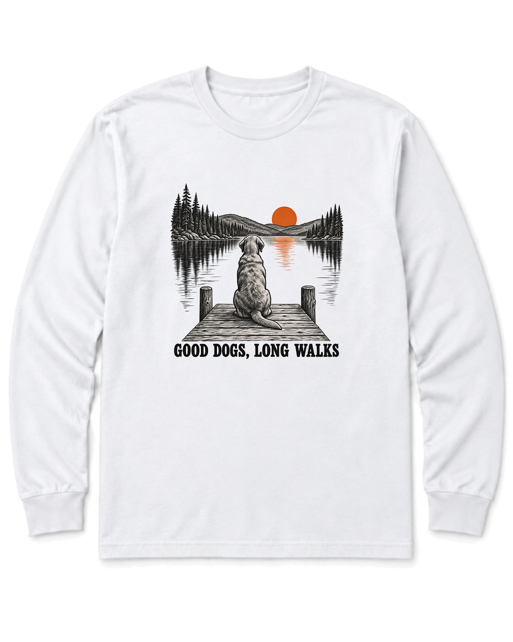 Good Dogs, Long Walks Long Sleeve Shirt - White