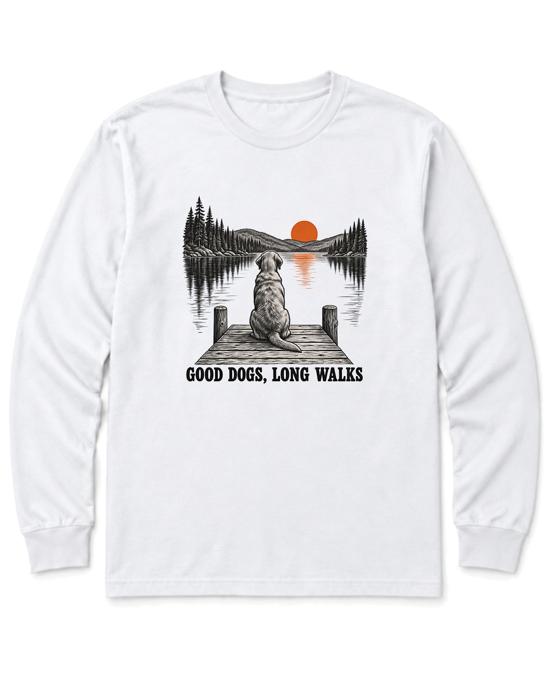 Good Dogs, Long Walks Long Sleeve Shirt - White