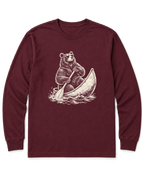 Bear in a Canoe Long Sleeve Shirt - Maroon