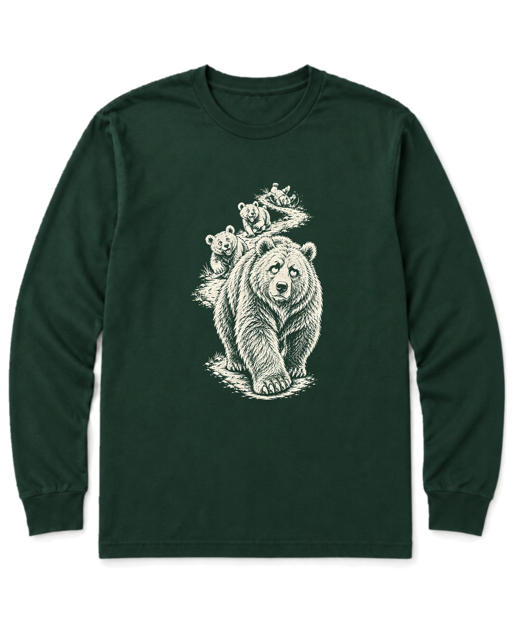 Mama Bear Hike Long Sleeve Shirt - Forest Green