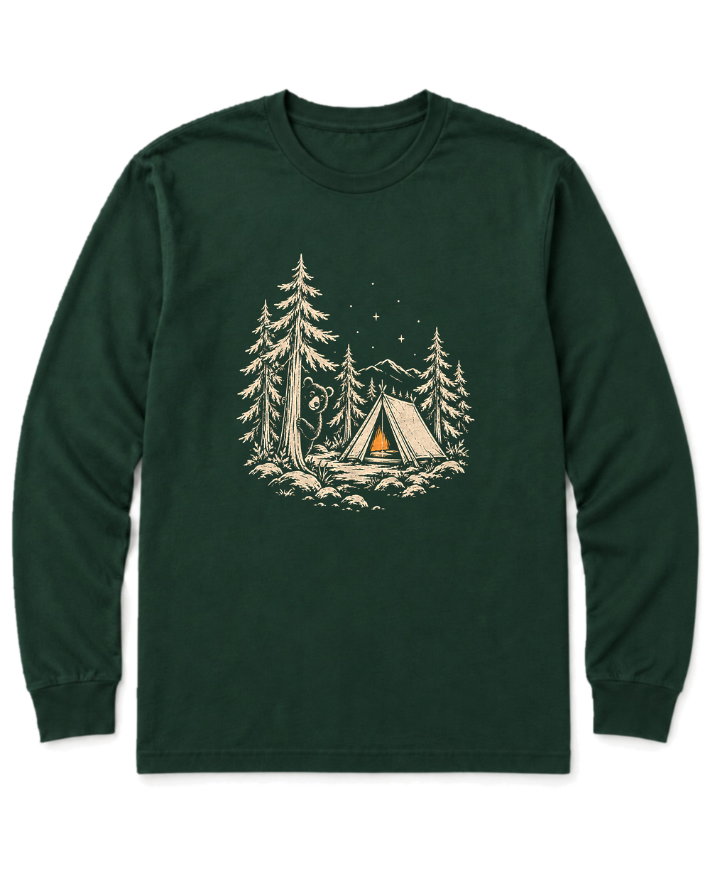 Curious Bear Long Sleeve Shirt - Forest Green