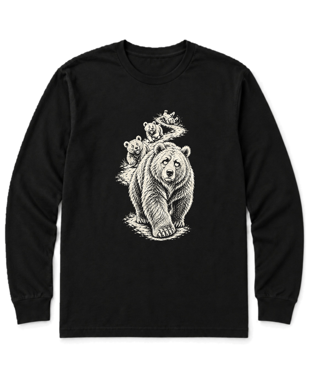 Mama Bear Hike Long Sleeve Shirt - Black