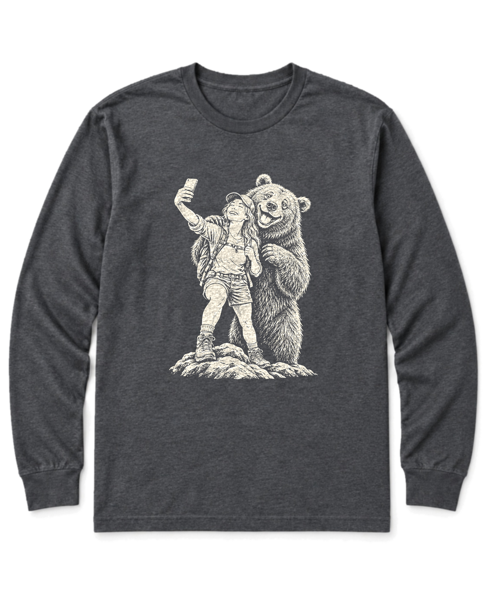 Summit Photobomb Long Sleeve Shirt - Dark Heather