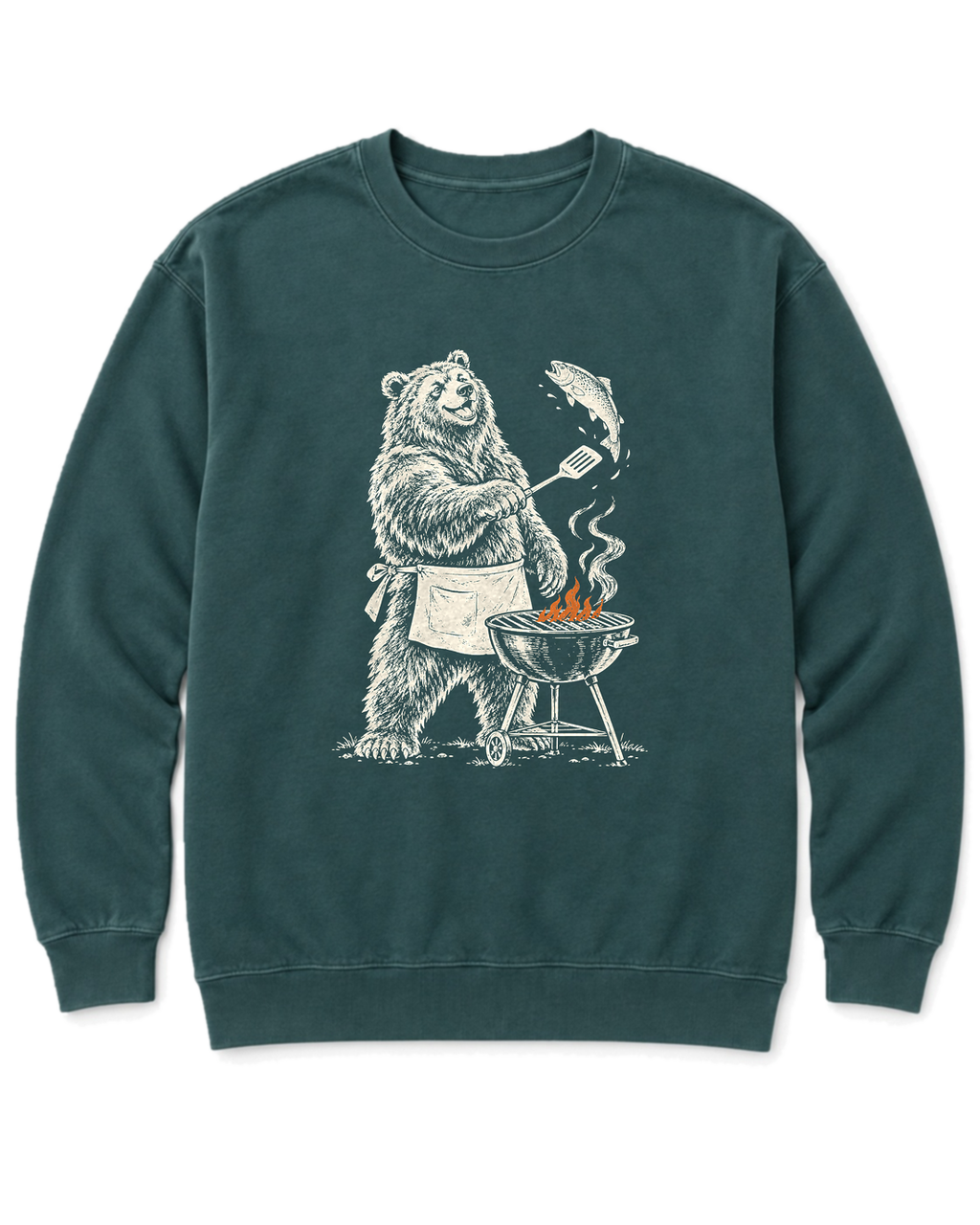 Grill Master Grizzly Sweatshirt - Blue Spruce