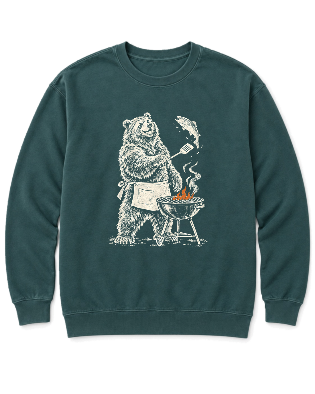 Grill Master Grizzly Sweatshirt - Blue Spruce