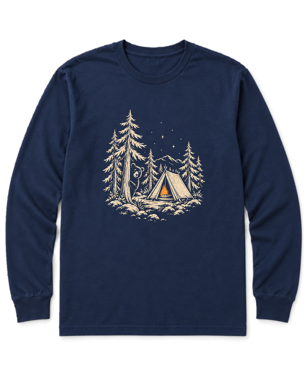 Curious Bear Long Sleeve Shirt - Navy