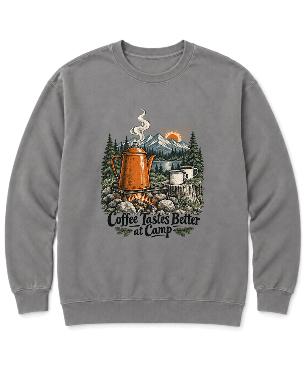 Coffee Tastes Better at Camp Sweatshirt - Grey