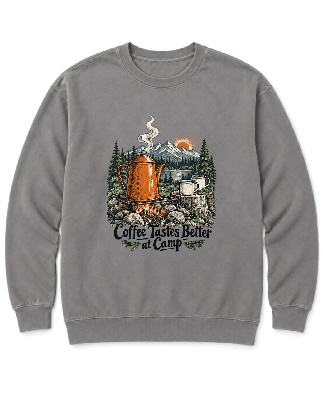Coffee Tastes Better at Camp Sweatshirt - Grey