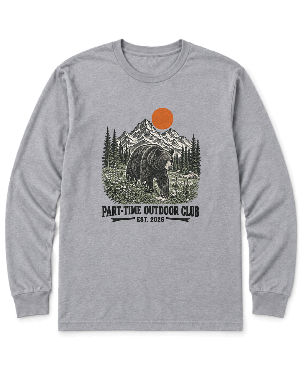 Outdoor Club Bear Long Sleeve Shirt - Sport Grey