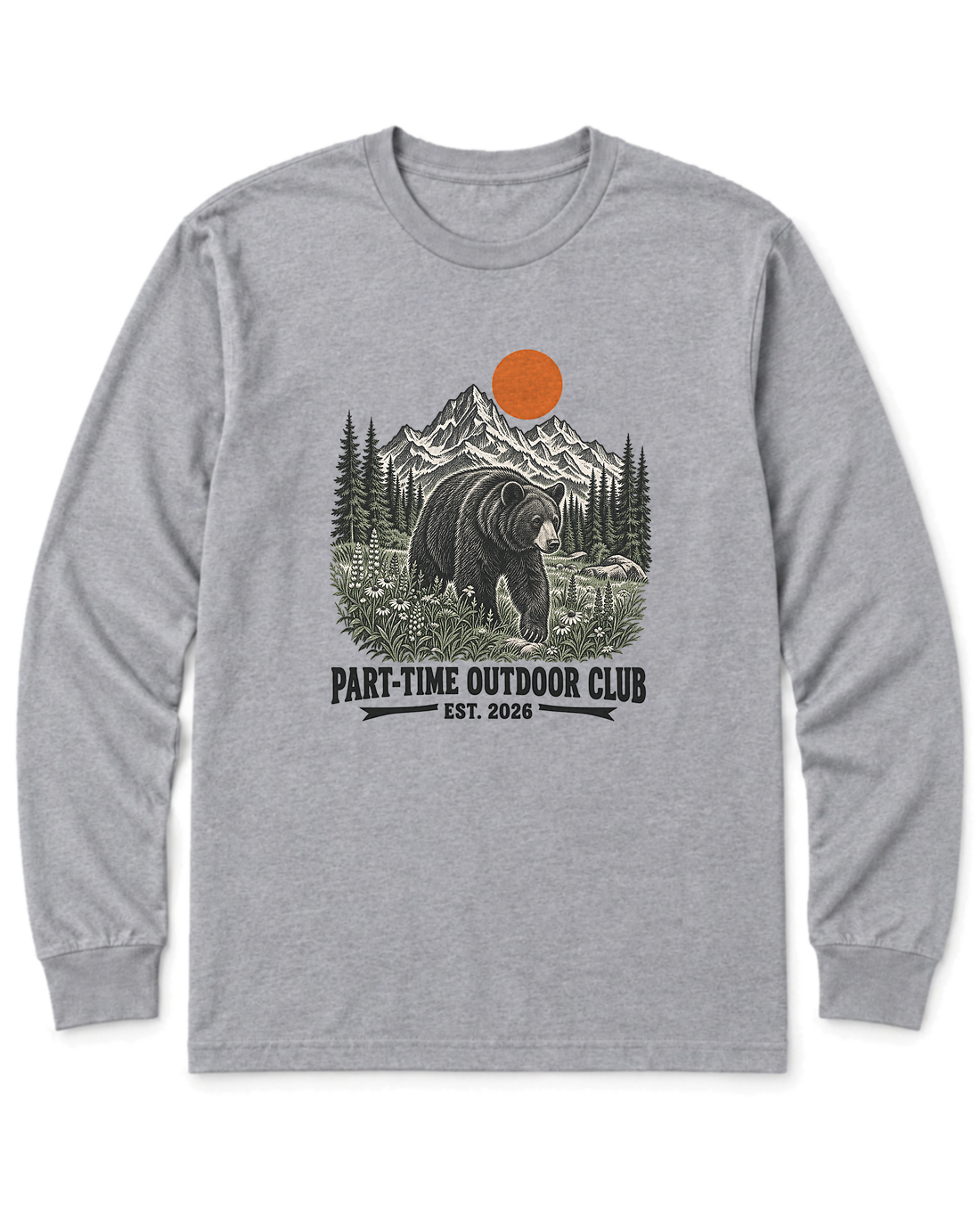 Outdoor Club Bear Long Sleeve Shirt - Sport Grey