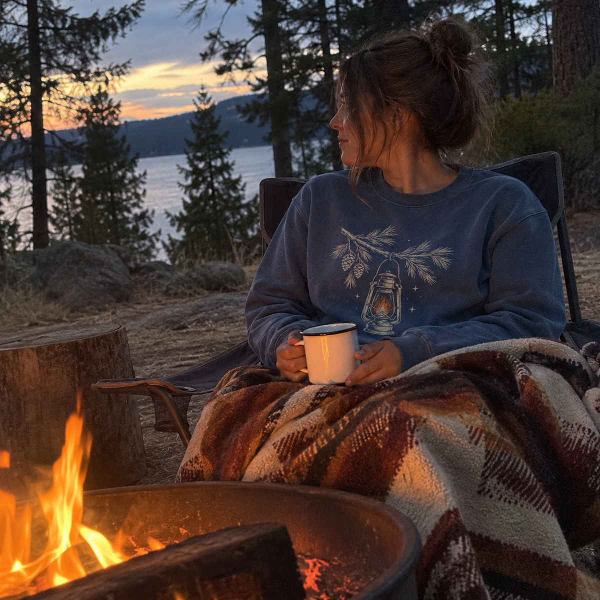 Lantern Light Sweatshirt worn outdoors