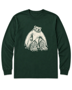 Bear in a Tiny Tent Long Sleeve Shirt - Forest Green