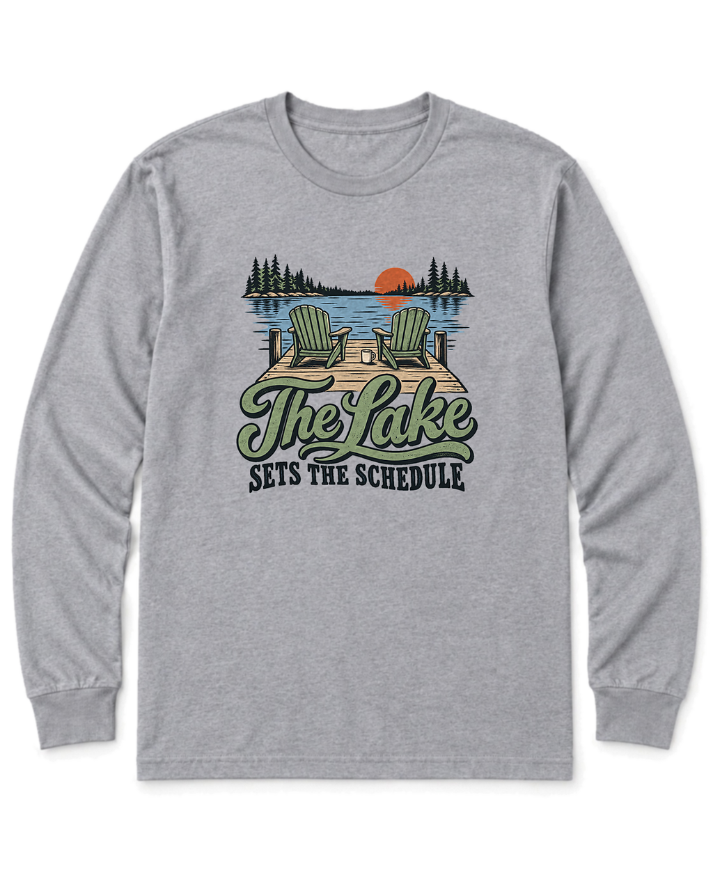 The Lake Sets the Schedule Long Sleeve Shirt - Sport Grey