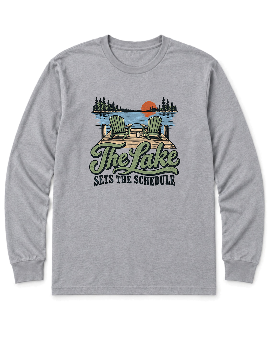 The Lake Sets the Schedule Long Sleeve Shirt - Sport Grey