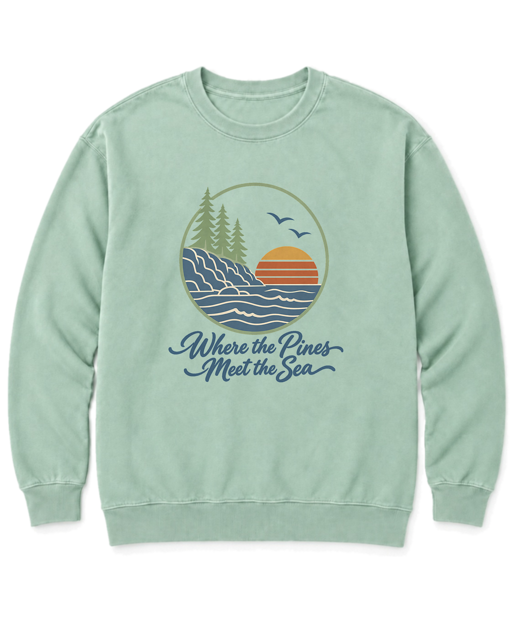 Where the Pines Meet the Sea Sweatshirt - Chalky Mint