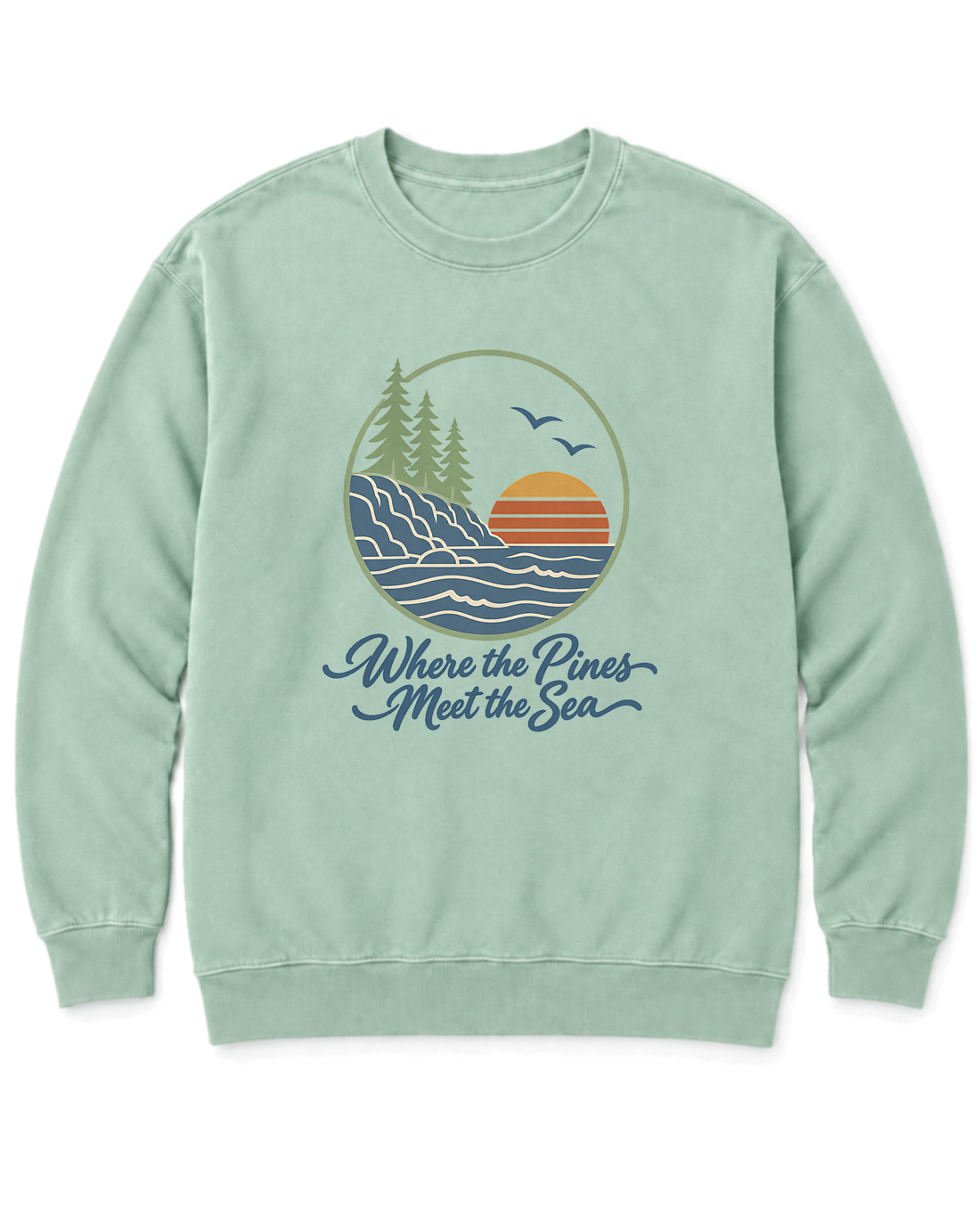 Where the Pines Meet the Sea Sweatshirt - Chalky Mint