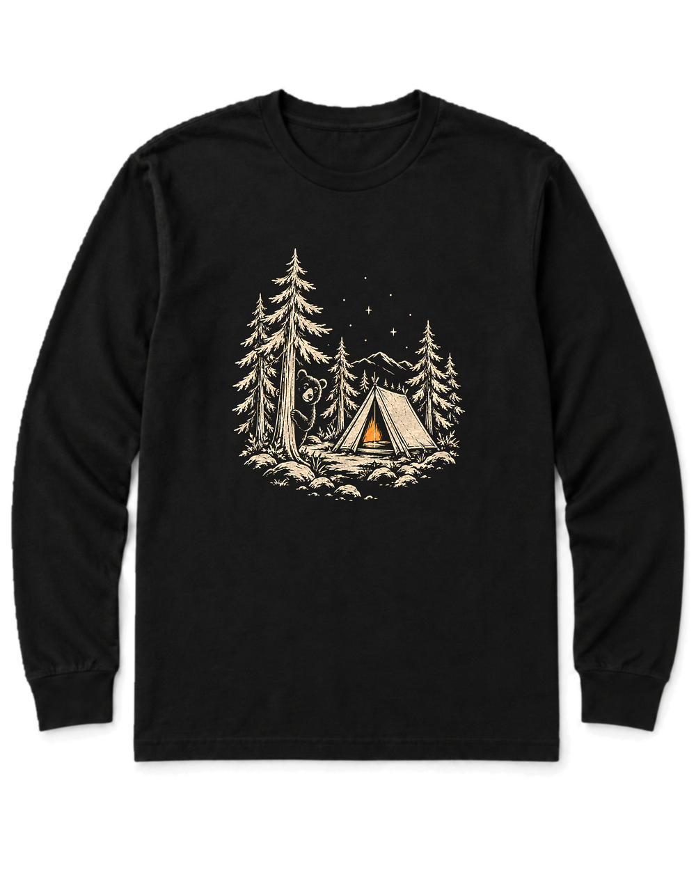 Curious Bear Long Sleeve Shirt - Black