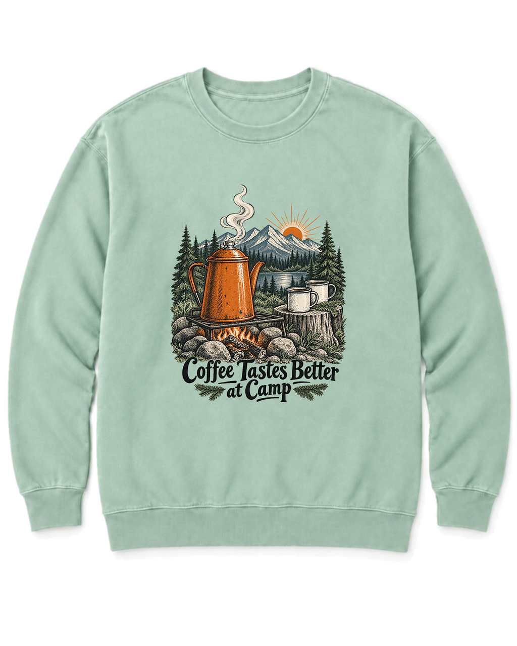 Coffee Tastes Better at Camp Sweatshirt - Chalky Mint