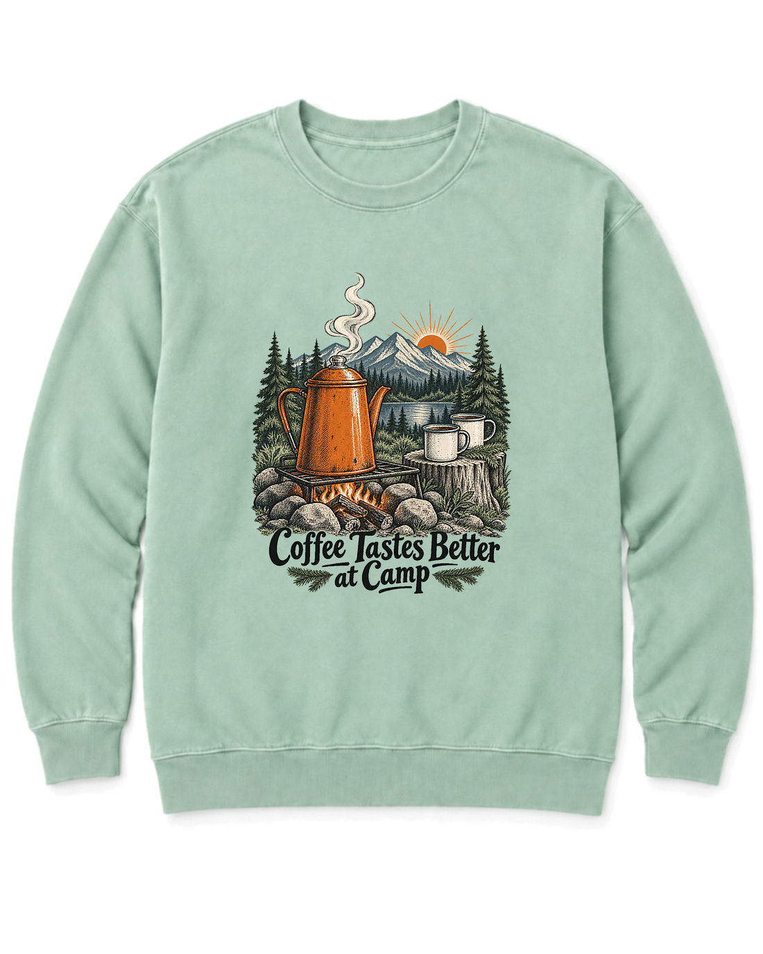 Coffee Tastes Better at Camp Sweatshirt - Chalky Mint