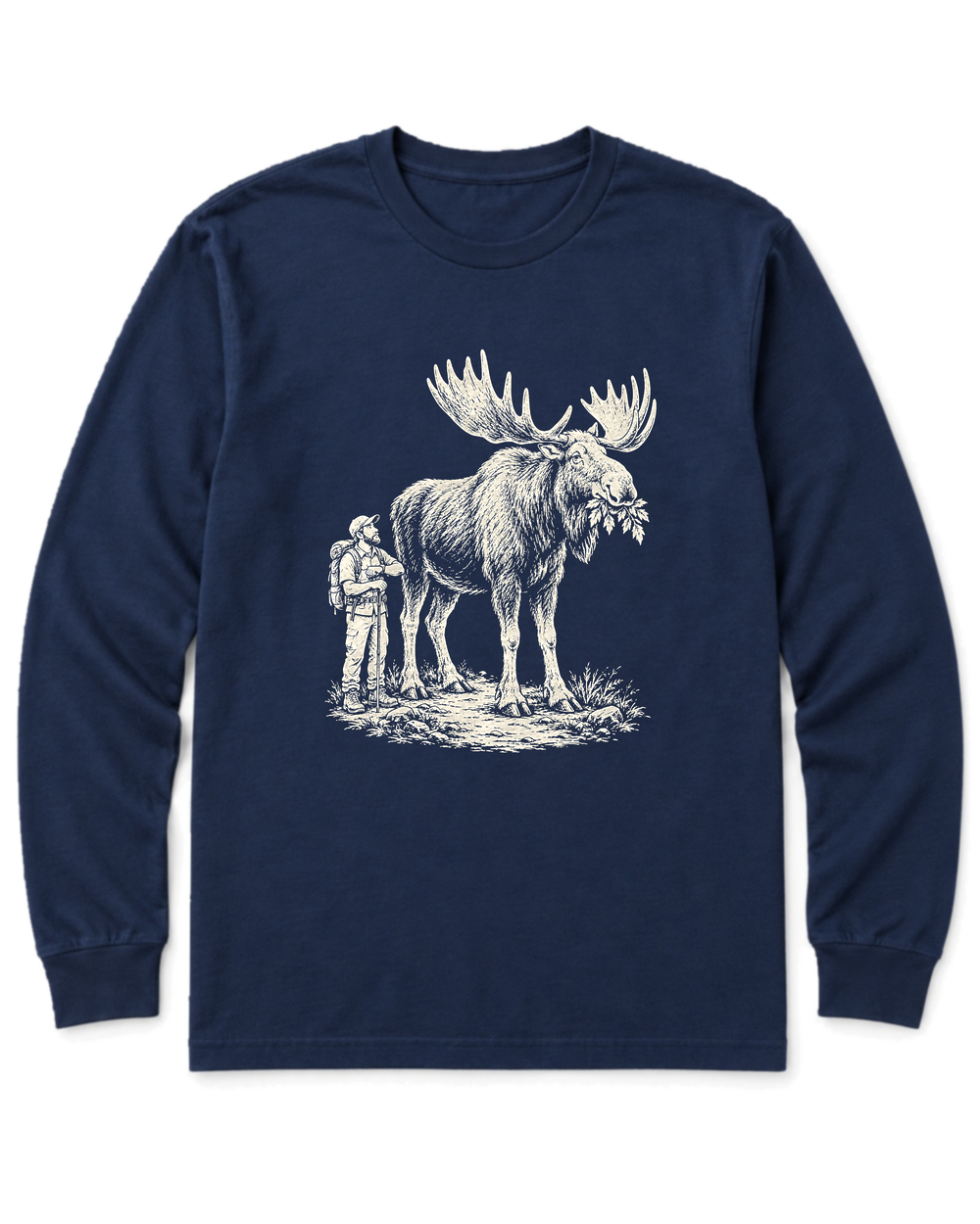Moose Right of Way Long Sleeve Shirt - Navy