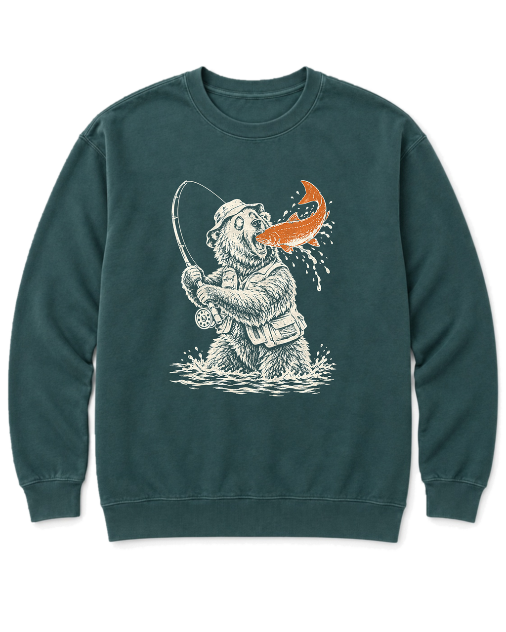 Gone Fishing Grizzly Sweatshirt - Blue Spruce