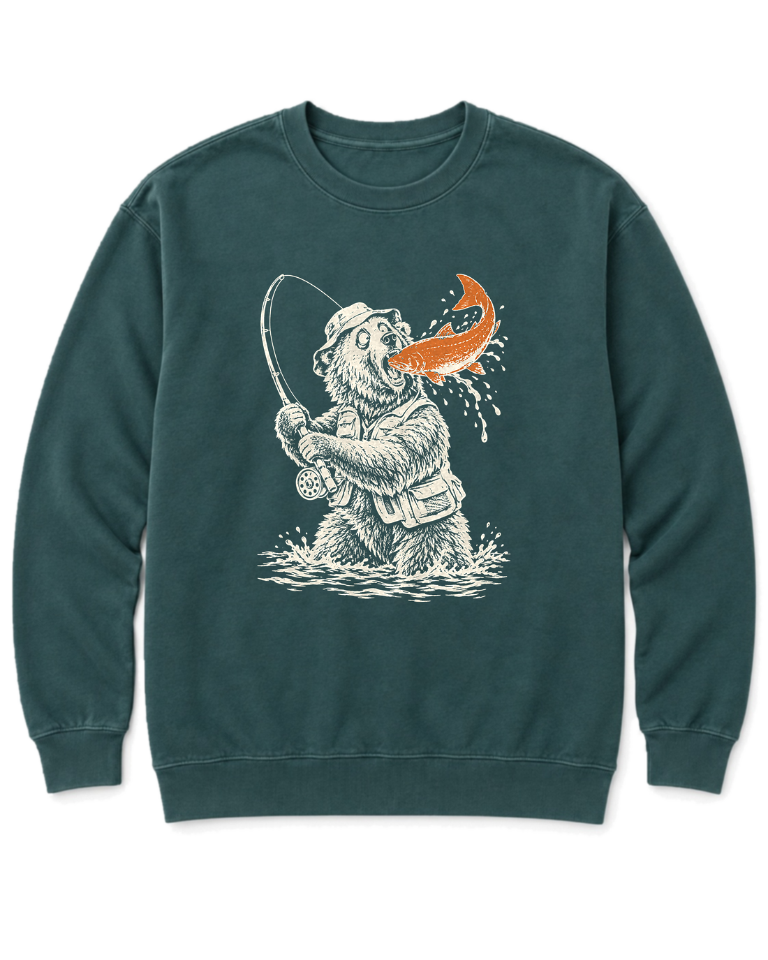 Gone Fishing Grizzly Sweatshirt - Blue Spruce