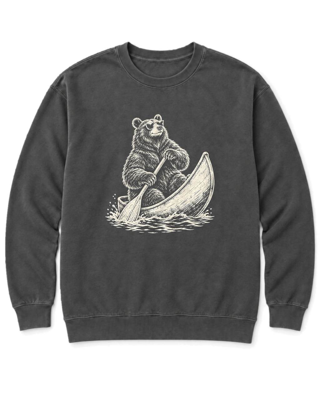 Bear in a Canoe Sweatshirt - Pepper