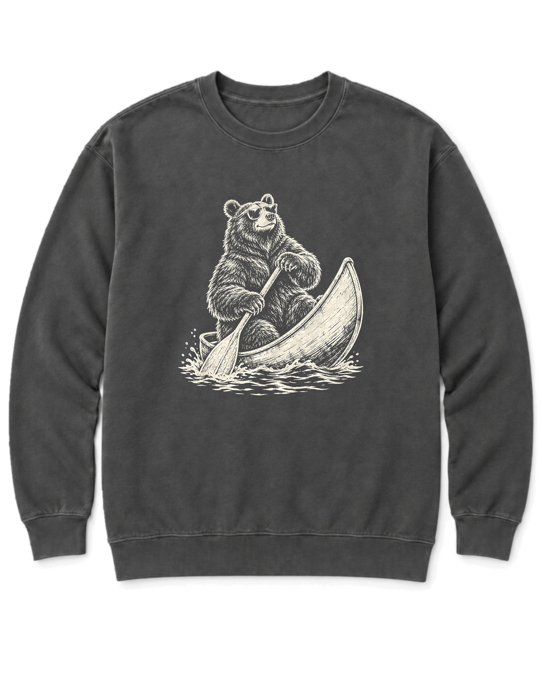Bear in a Canoe Sweatshirt - Pepper