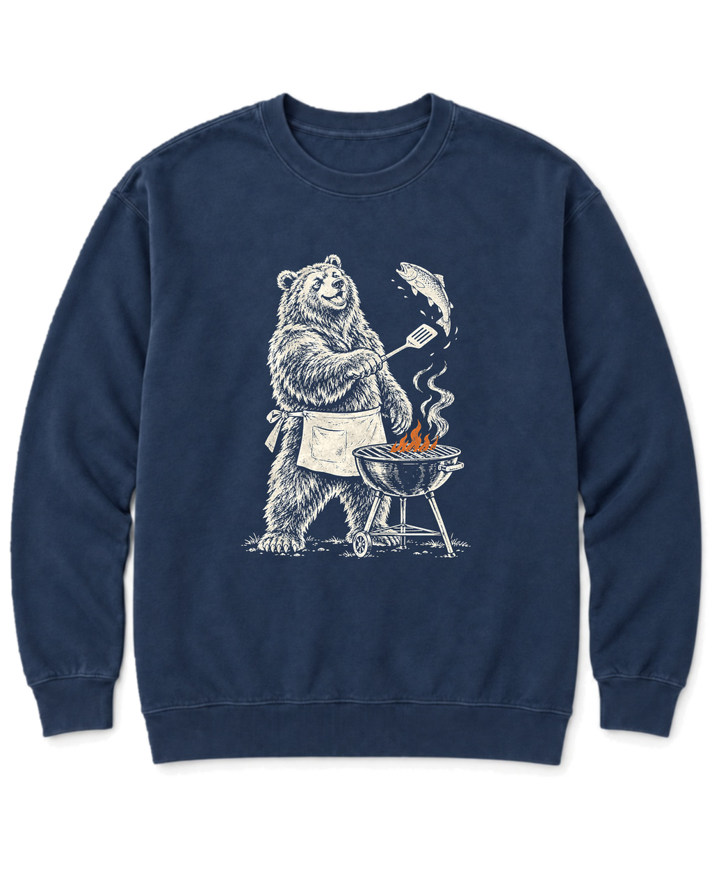 Grill Master Grizzly Sweatshirt - True Navy
