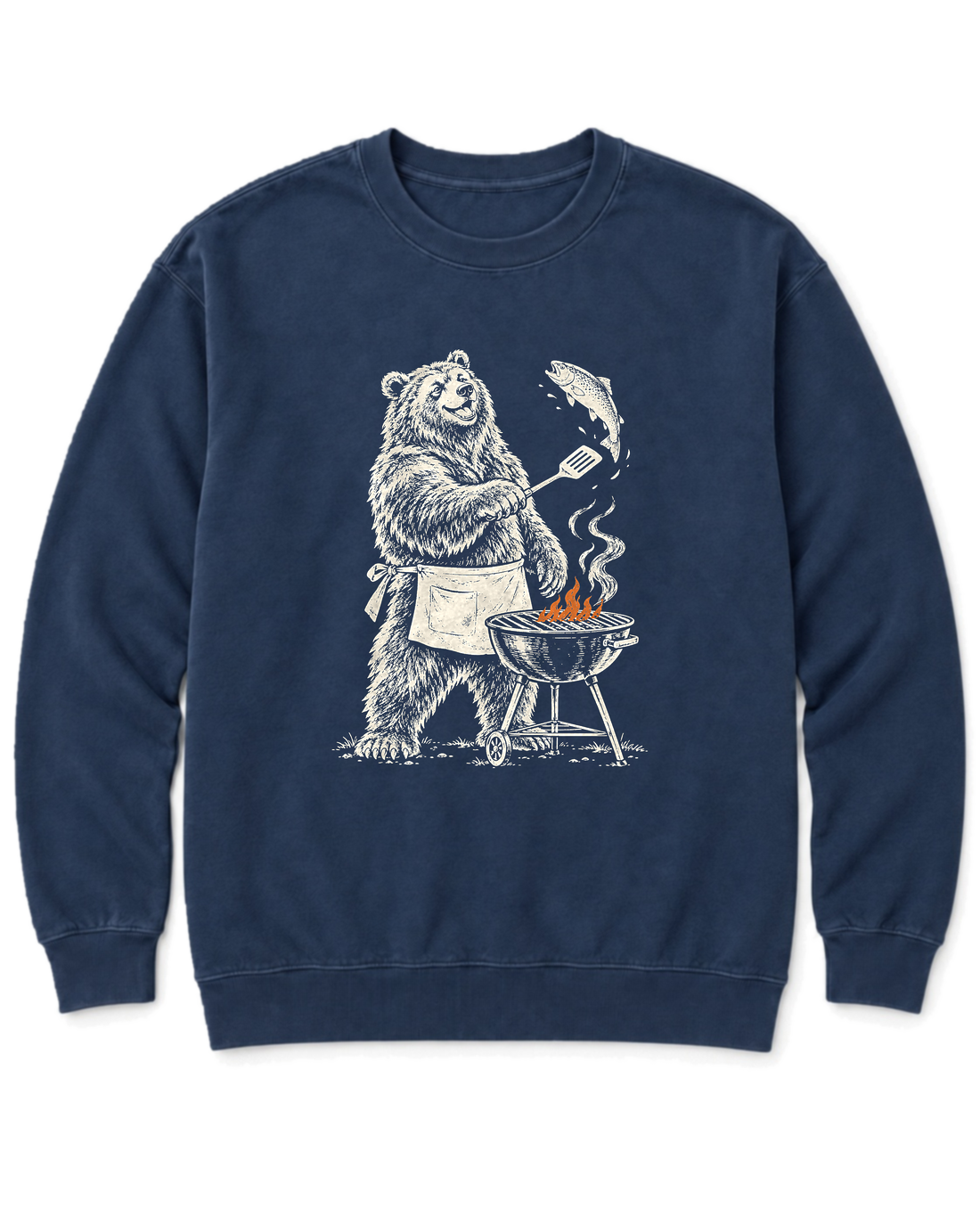 Grill Master Grizzly Sweatshirt - True Navy