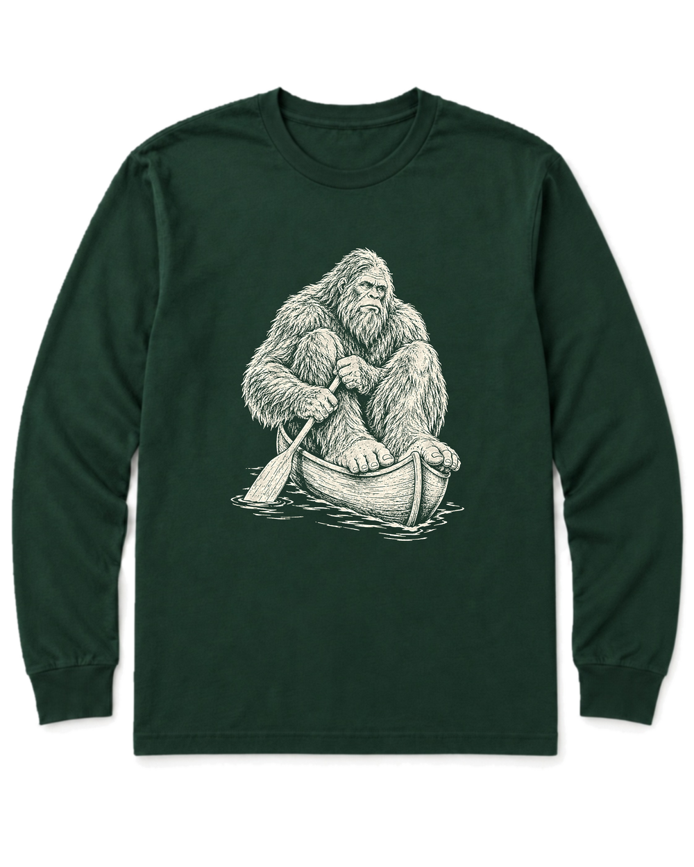Bigfoot Canoe Long Sleeve Shirt - Forest Green