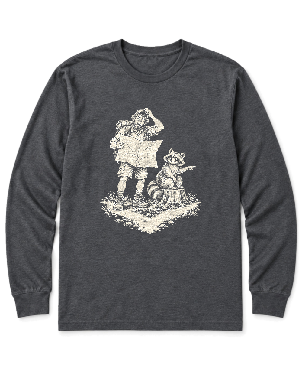 Upside-Down Map Long Sleeve Shirt - Dark Heather