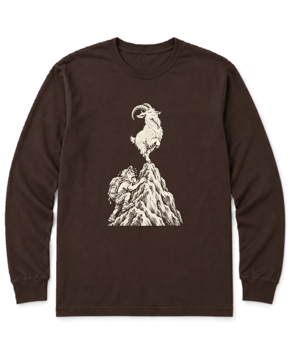 Show-Off Mountain Goat Long Sleeve Shirt - Dark Chocolate