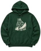 Bear in a Canoe Hoodie - Forest Green