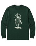 Tree Pose Bear Long Sleeve Shirt - Forest Green