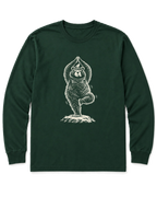 Tree Pose Bear Long Sleeve Shirt - Forest Green