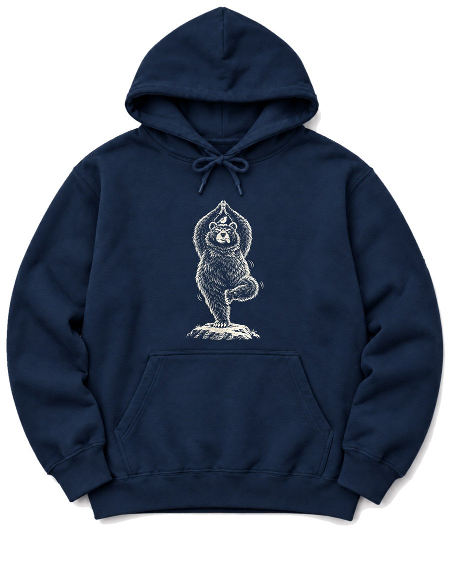 Tree Pose Bear Hoodie - Navy
