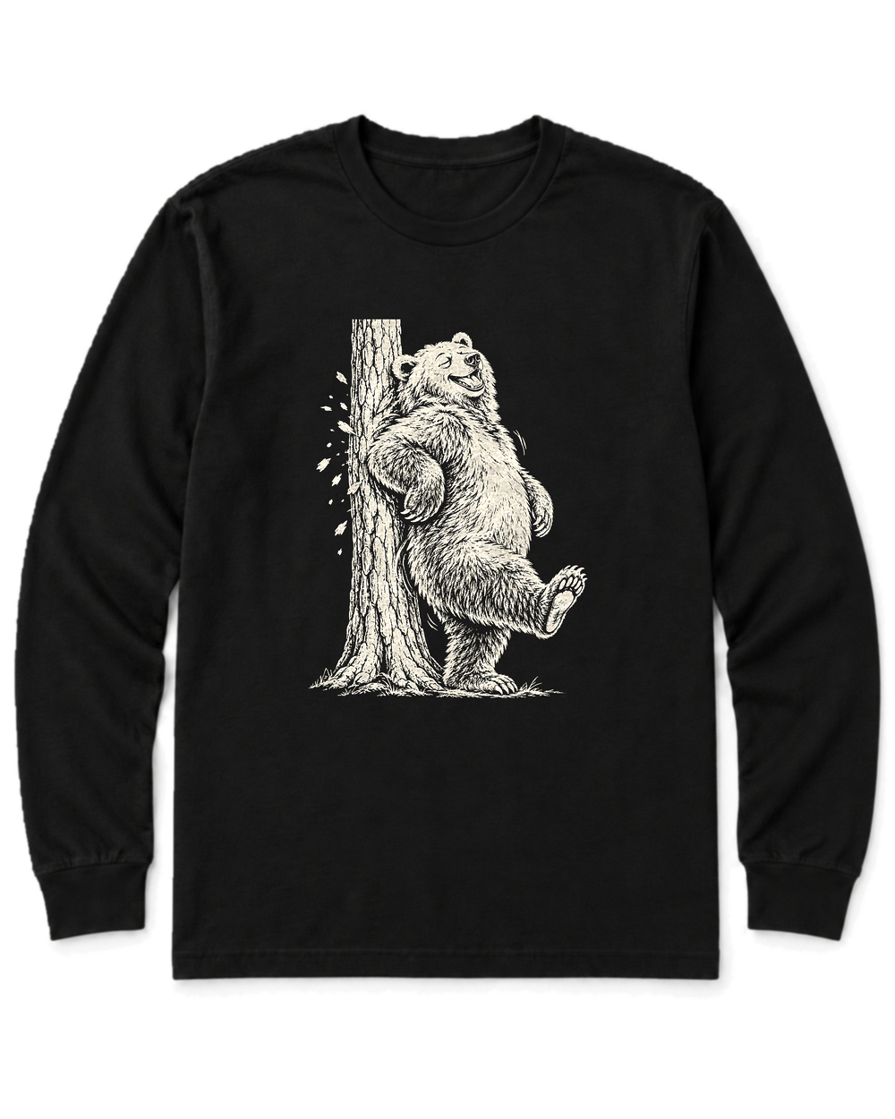 Back Scratch Bear Long Sleeve Shirt - Black